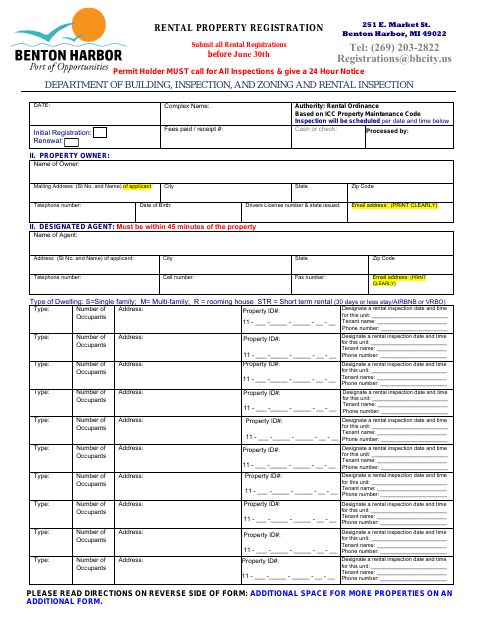 First page of the Rental Property Registration