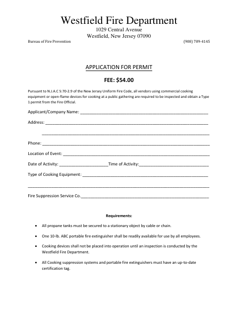 First page of the Application for Permit