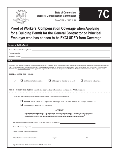 First page of the Proof of Workers’ Compensation Coverage for Excluded Employers