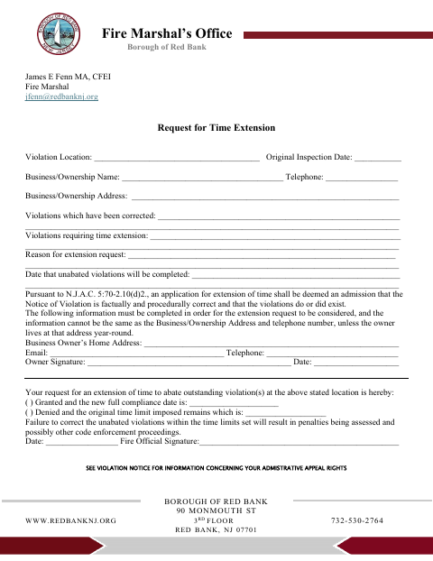 First page of the Request for Time Extension