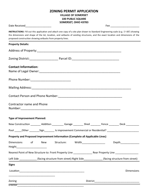 First page of the Zoning Permit Application