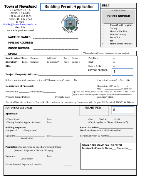 First page of the Building Permit Application