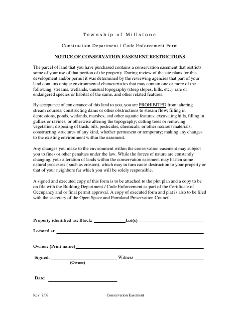 First page of the Notice of Conservation Easement Restrictions