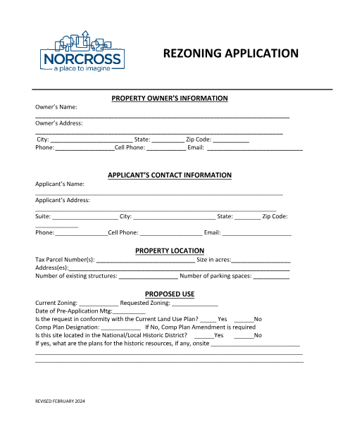 First page of the Rezoning Application Owner Authorization