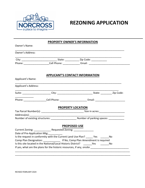 First page of the Rezoning Application Owner Authorization
