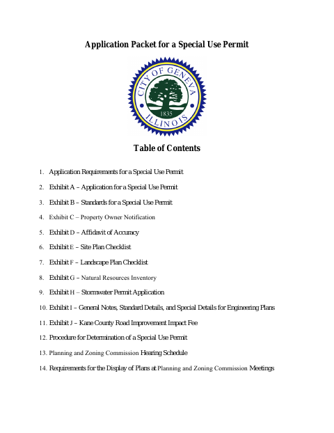 First page of the Special Use Permit Application