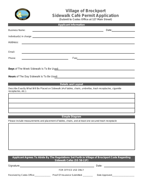 First page of the Sidewalk Cafe Permit Application