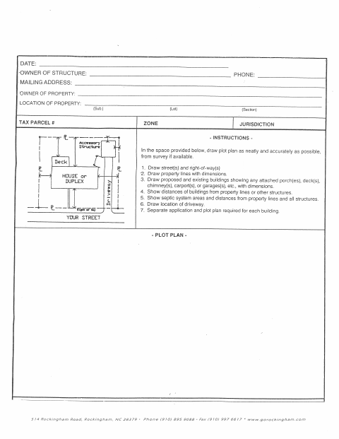 First page of the Plot Plan Worksheet