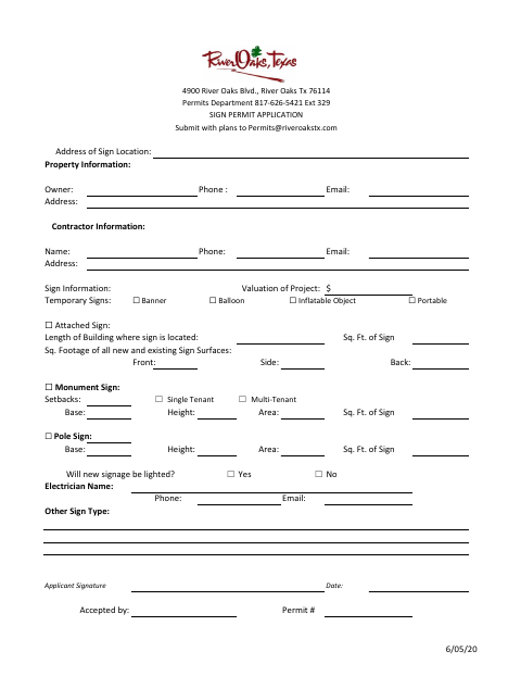 First page of the Sign Permit Application