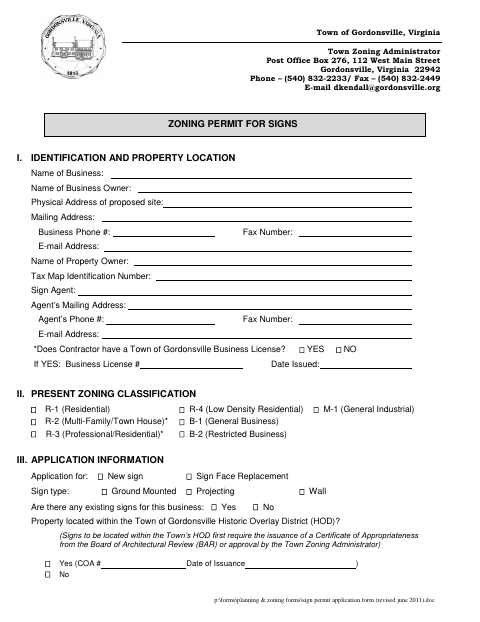 First page of the Sign Permit Application