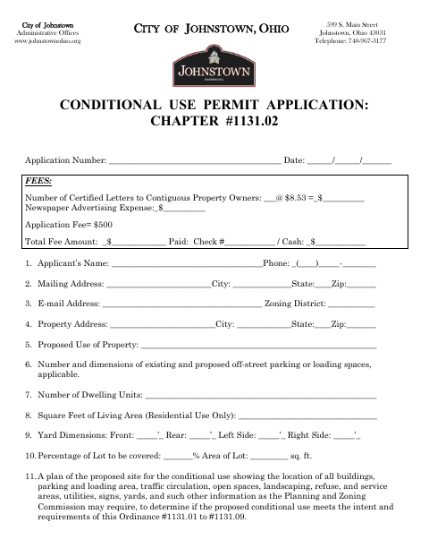 First page of the Conditional Use Permit Application