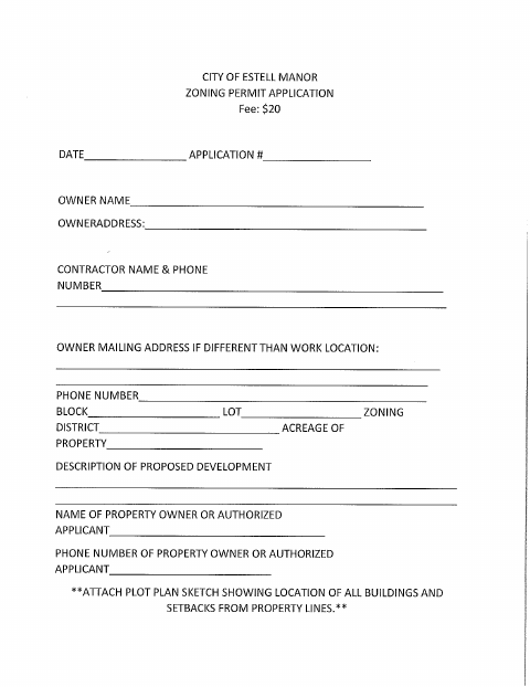 First page of the Zoning Permit Application