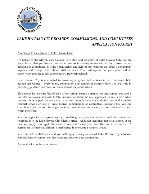 First page of the Committee Application
