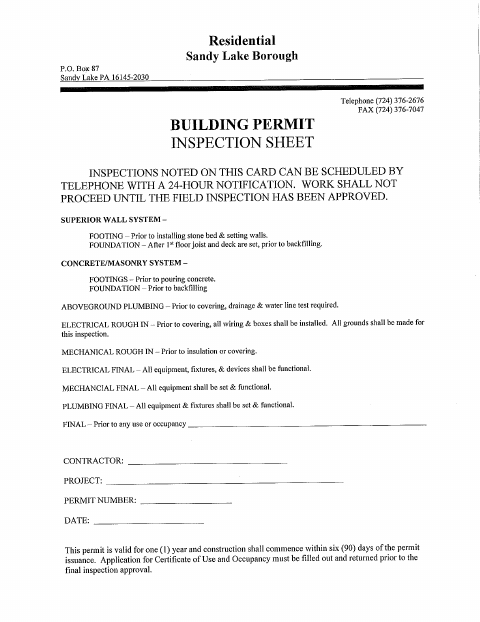 First page of the Uniform Construction Permit Application