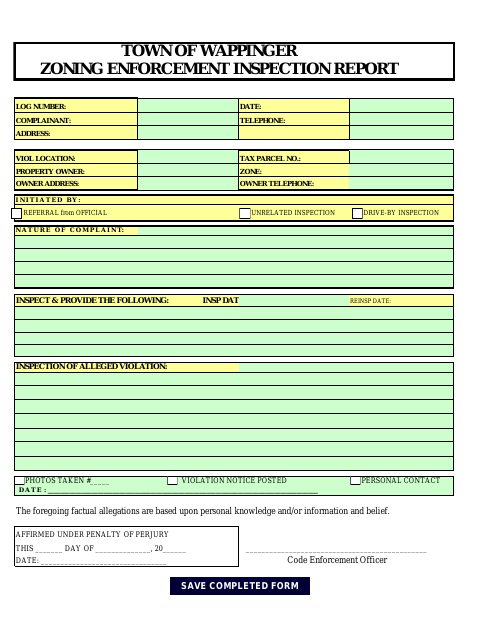 First page of the Complaint Form