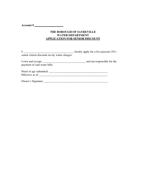 First page of the Application for Senior Discount