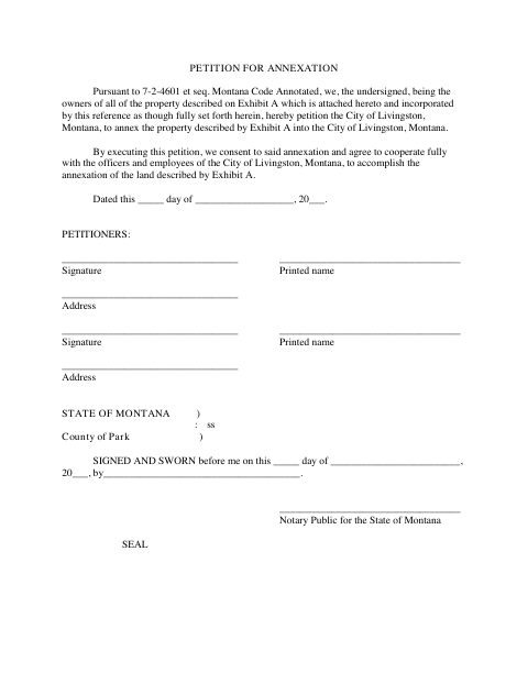 First page of the Petition for Annexation