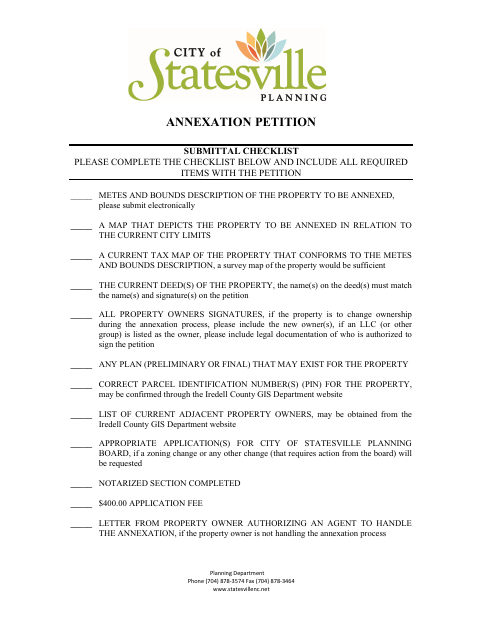 First page of the Annexation Petition