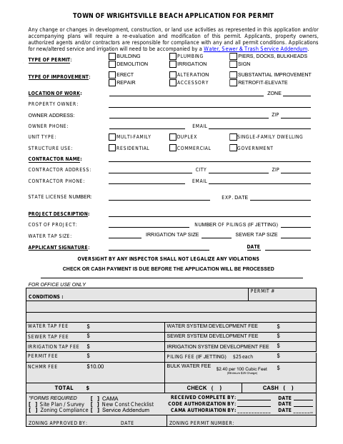 First page of the Building Permit Application