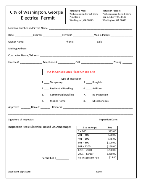 First page of the Electrical Permit