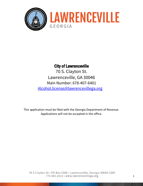 First page of the New Alcohol License Application