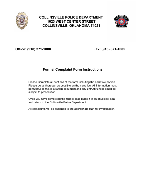 First page of the Police Complaint Affidavit