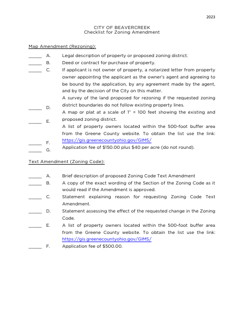 First page of the Zoning Amendment Application