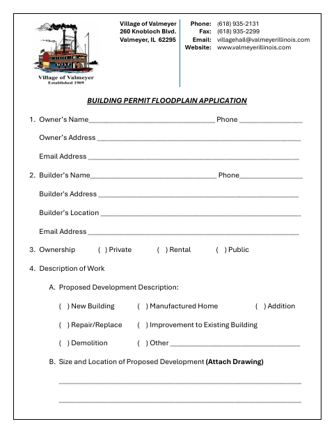 First page of the Building Permit Floodplain Application