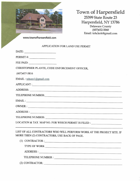 First page of the Building Permit Application