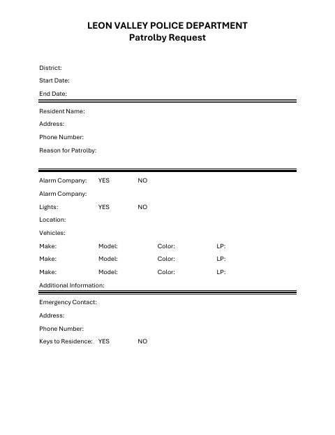First page of the Patrolby Request