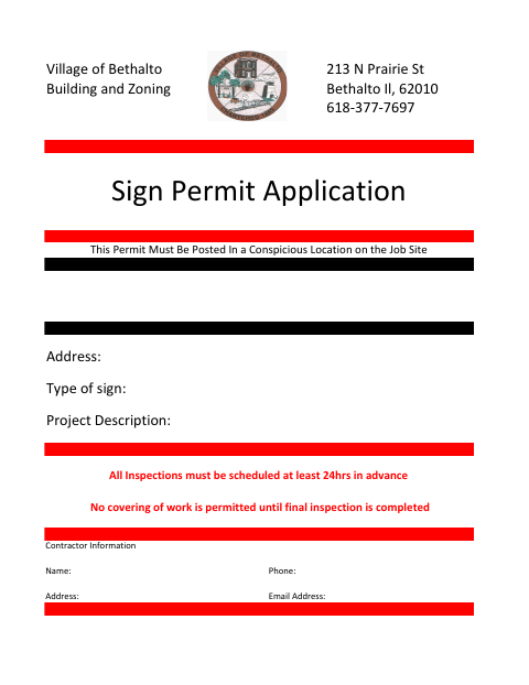 First page of the Sign Permit Application