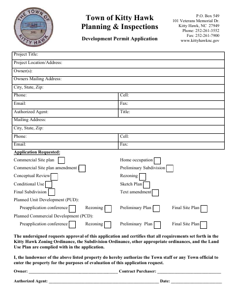 First page of the Development Permit Application
