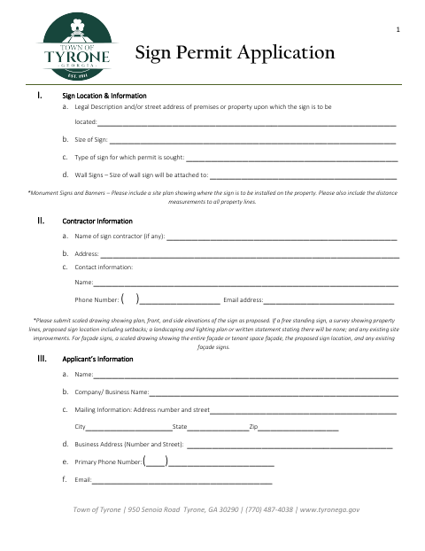 First page of the Sign Permit Application