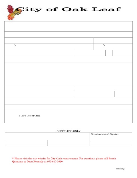 First page of the Utility Excavation Permit Application