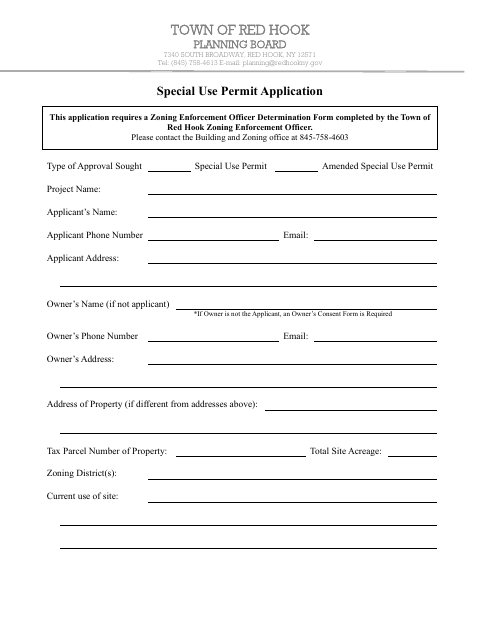 First page of the Special Use Permit Application