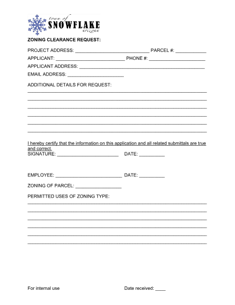 First page of the Zoning Clearance Request