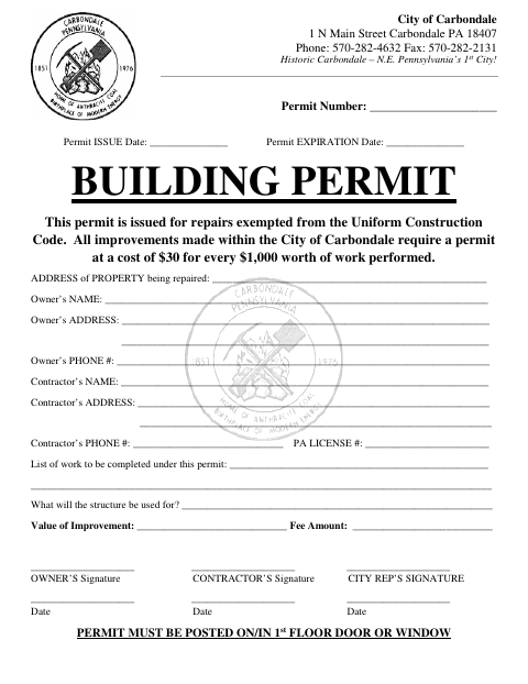 First page of the Building Permit
