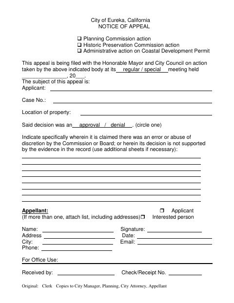 First page of the Notice of Appeal