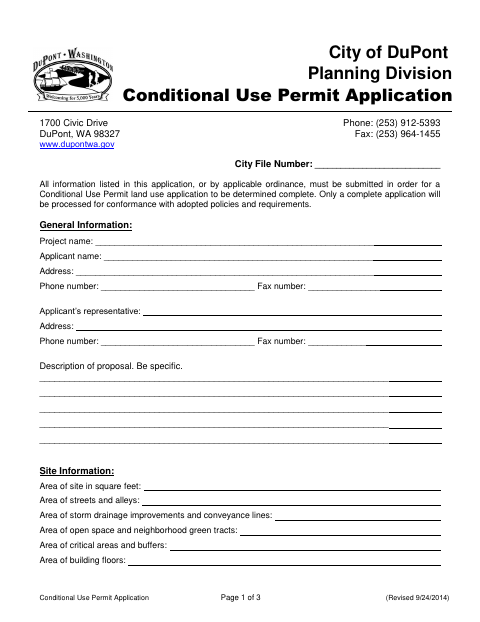First page of the Conditional Use Permit Application