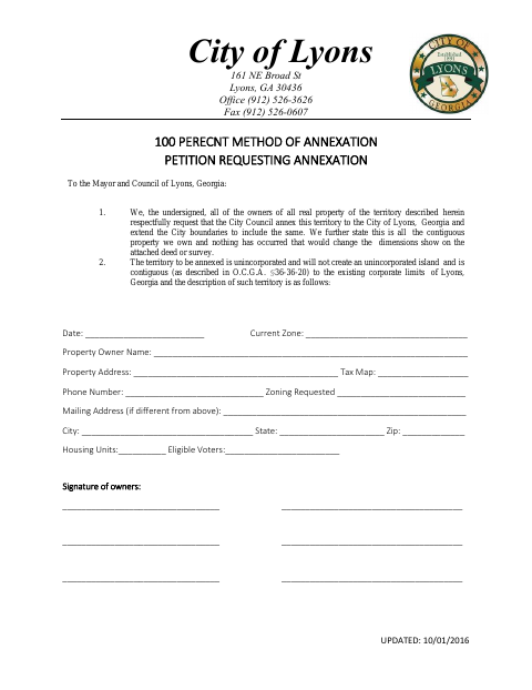 First page of the Request for Annexation