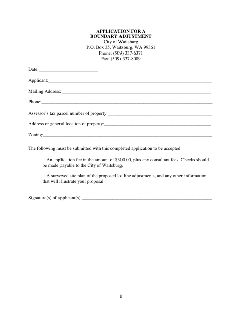 First page of the Application for a Boundary Adjustment