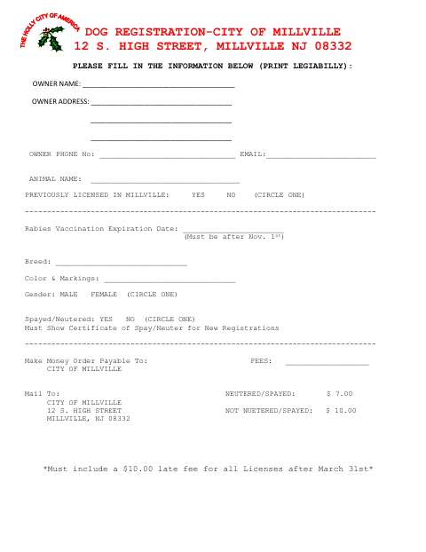 First page of the Dog Registration