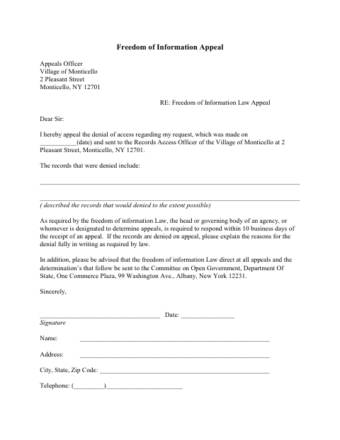 First page of the Freedom of Information Appeal