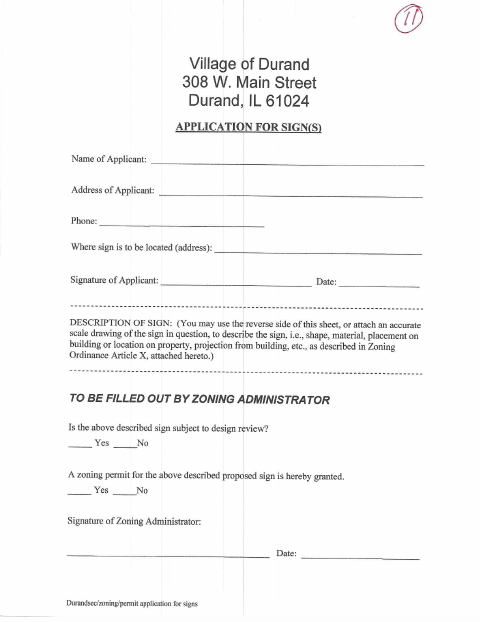First page of the Business Sign Application