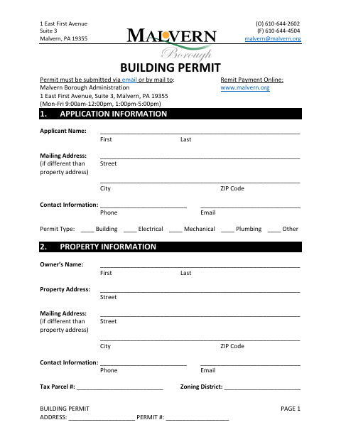 First page of the Building Permit