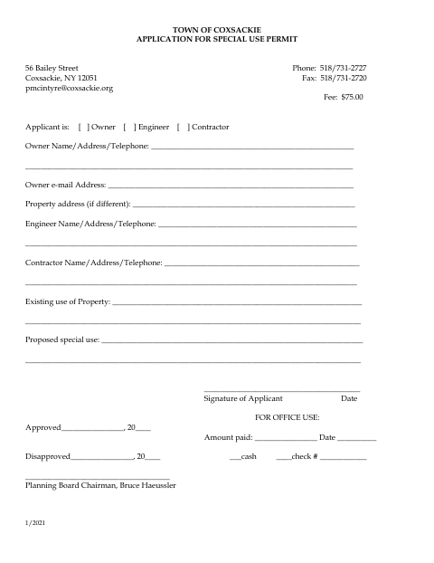 First page of the Application for Special Use Permit