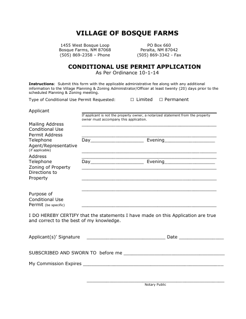 First page of the Conditional Use Permit Application