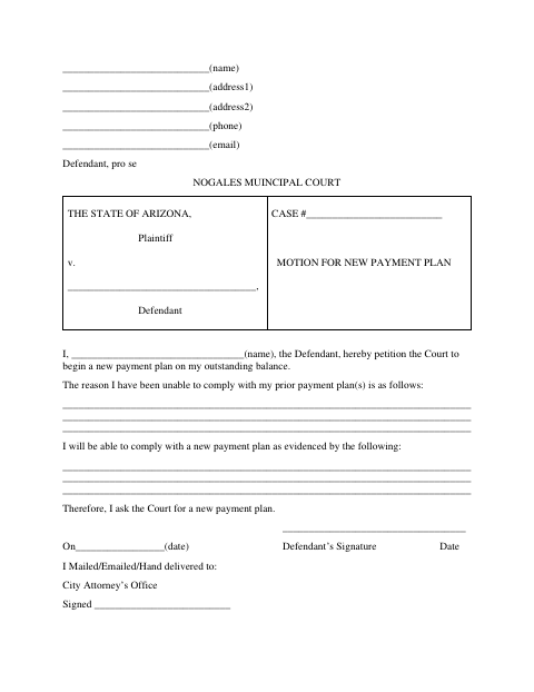 First page of the Motion for New Payment Plan