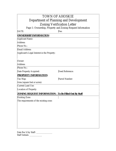 First page of the Zoning Verification Letter