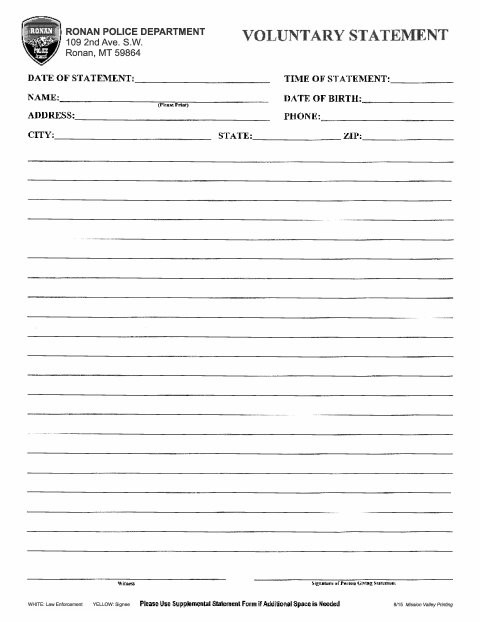 First page of the Police Voluntary Statement